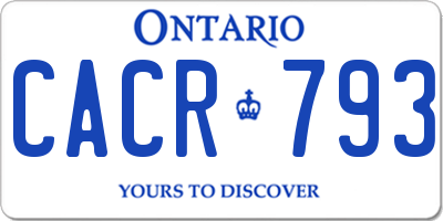 ON license plate CACR793