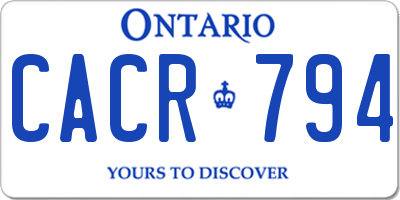 ON license plate CACR794