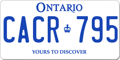 ON license plate CACR795