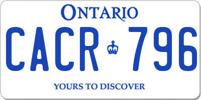 ON license plate CACR796