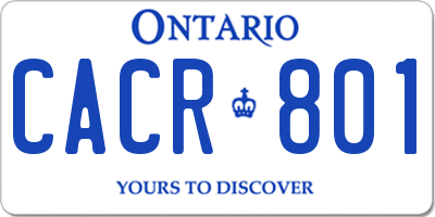 ON license plate CACR801