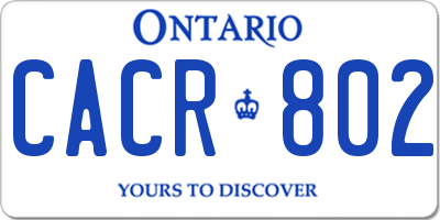 ON license plate CACR802