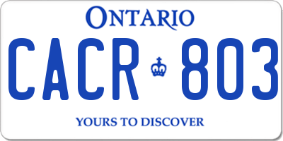 ON license plate CACR803