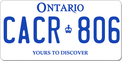 ON license plate CACR806