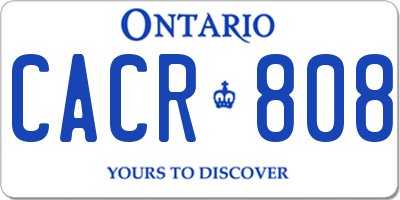 ON license plate CACR808