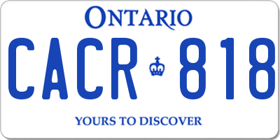 ON license plate CACR818