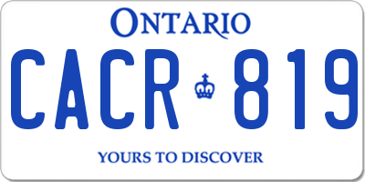 ON license plate CACR819