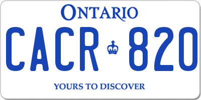 ON license plate CACR820