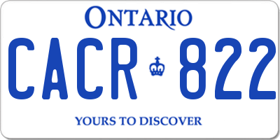 ON license plate CACR822