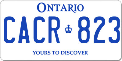 ON license plate CACR823