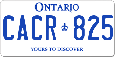 ON license plate CACR825