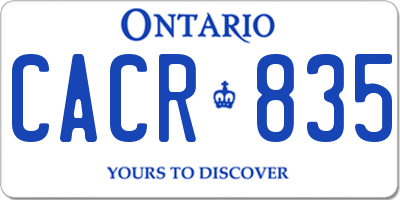 ON license plate CACR835