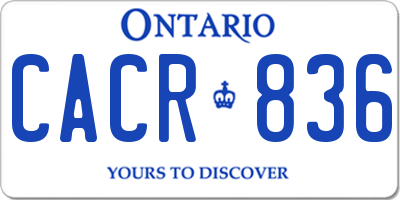 ON license plate CACR836