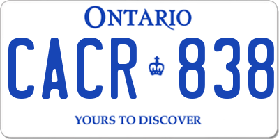 ON license plate CACR838