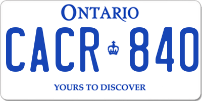 ON license plate CACR840