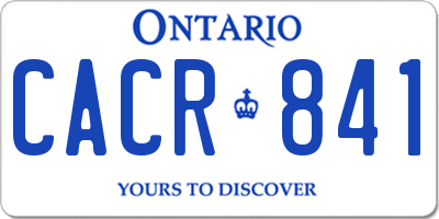 ON license plate CACR841