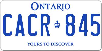 ON license plate CACR845