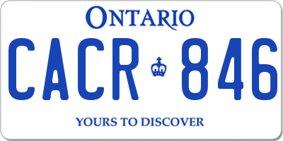 ON license plate CACR846