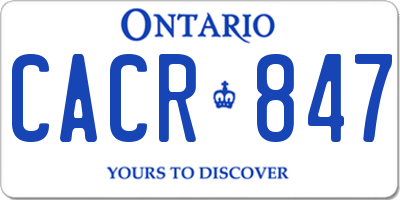 ON license plate CACR847