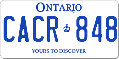 ON license plate CACR848