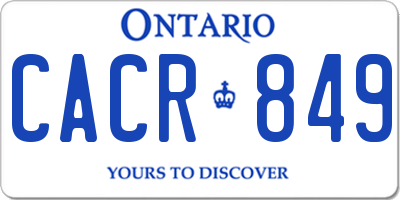 ON license plate CACR849