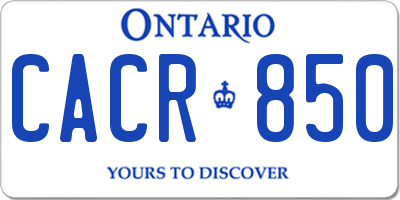 ON license plate CACR850