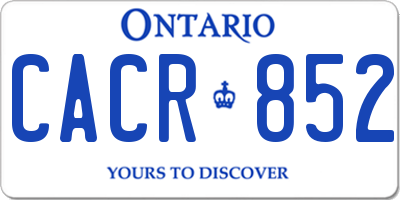 ON license plate CACR852