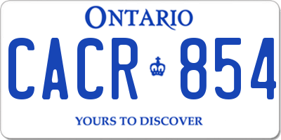 ON license plate CACR854