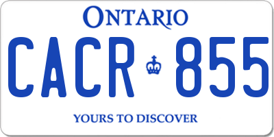 ON license plate CACR855