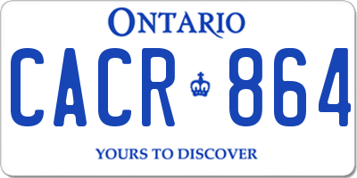 ON license plate CACR864