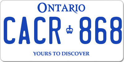 ON license plate CACR868