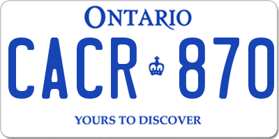 ON license plate CACR870