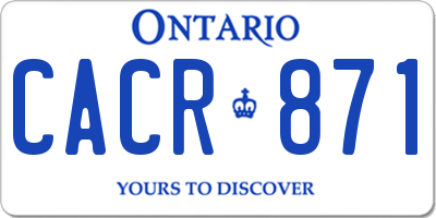 ON license plate CACR871