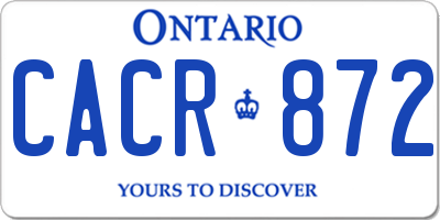 ON license plate CACR872