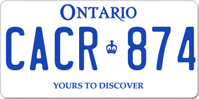 ON license plate CACR874