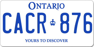 ON license plate CACR876