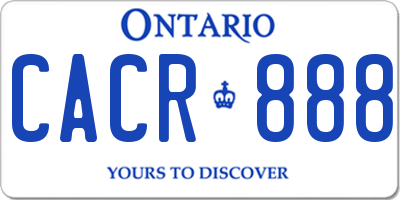 ON license plate CACR888