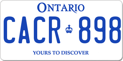 ON license plate CACR898