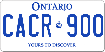 ON license plate CACR900