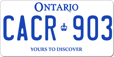 ON license plate CACR903