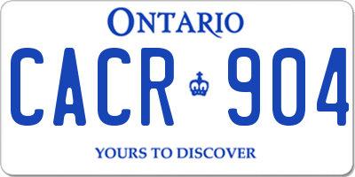 ON license plate CACR904