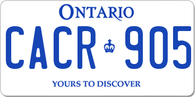 ON license plate CACR905