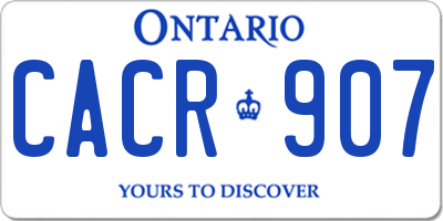 ON license plate CACR907