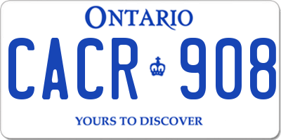 ON license plate CACR908