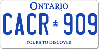 ON license plate CACR909