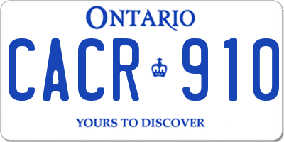 ON license plate CACR910