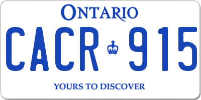 ON license plate CACR915