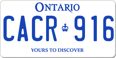 ON license plate CACR916