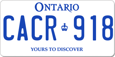 ON license plate CACR918