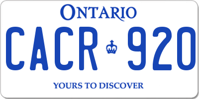 ON license plate CACR920